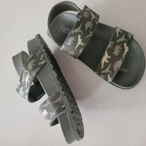 Capelli NY Toddler Boys Dinosaur Print Double Strap Sandal - Greenish Gray